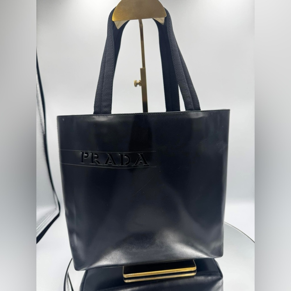 Prada Black Leather Tote Bag